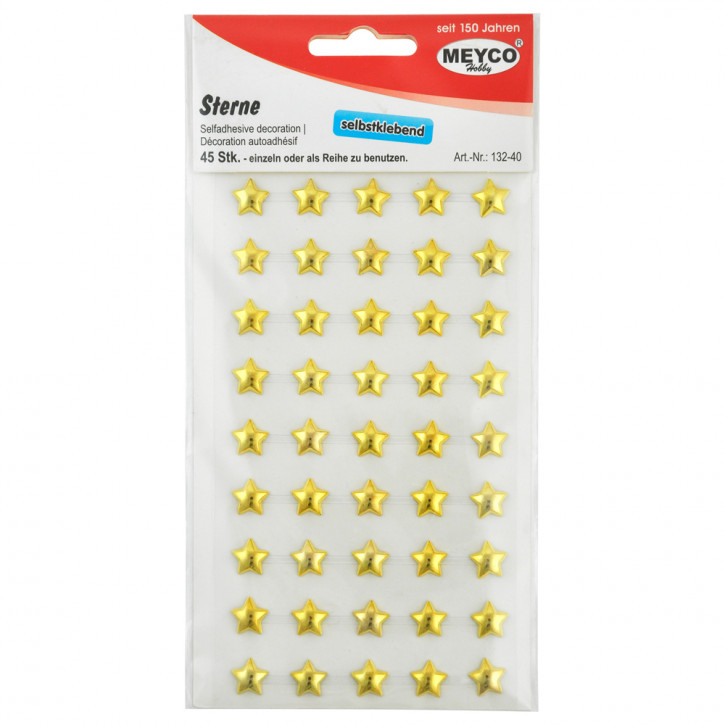 Halbperlen, selbstklebend -Sterne, gold,45 Stück