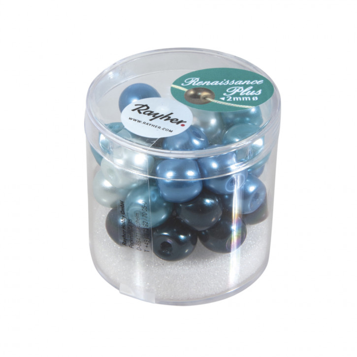 Renaissance Glaswachsperlen, türkis-Mix,10mm Dose 32Stück