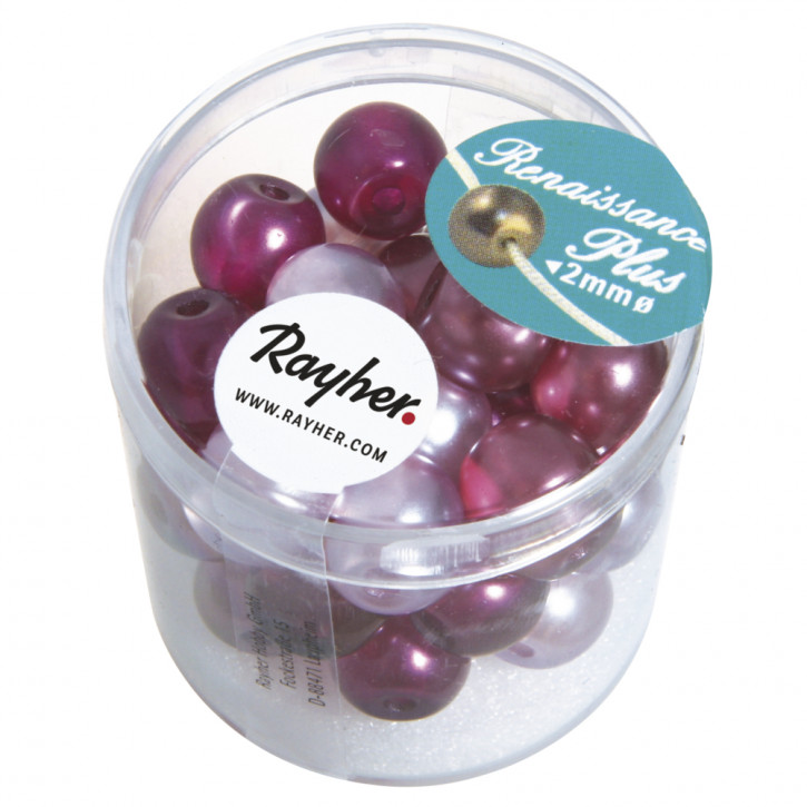 Renaissance Glaswachsperlen halbtransparent, lila-Mix,10mm Dose 32Stück