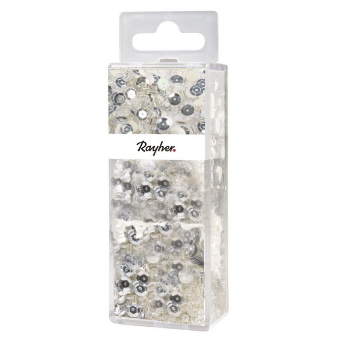 Pailletten-,Glasperlenmix und Draht, silber 80g Mix u. Draht 50mx0,3mm