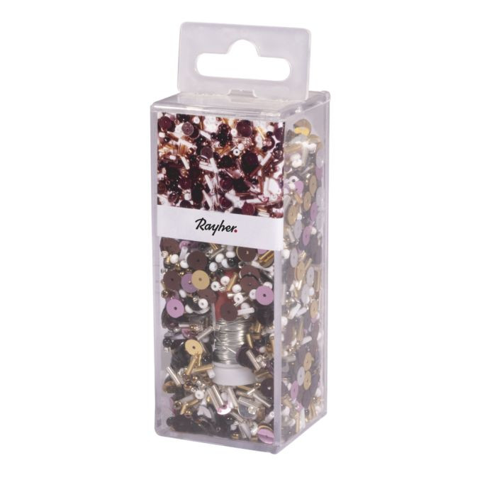 Pailletten-,Glasperlenmix und Draht 90g Mix u. Draht 50m x 0,3mm