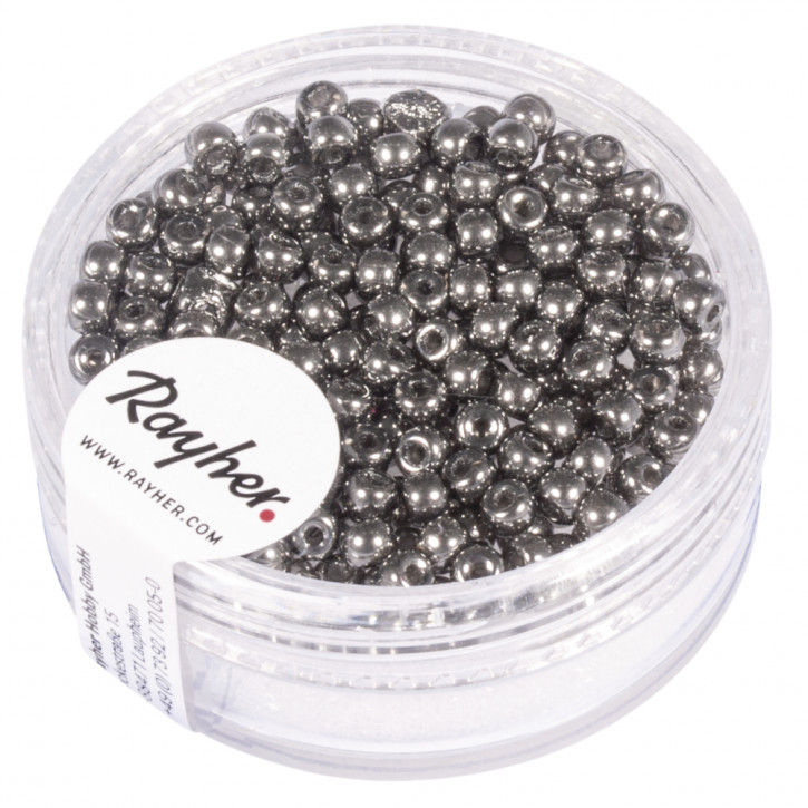 Rocailles, 3mm, Dose 200Stück, anthrazit