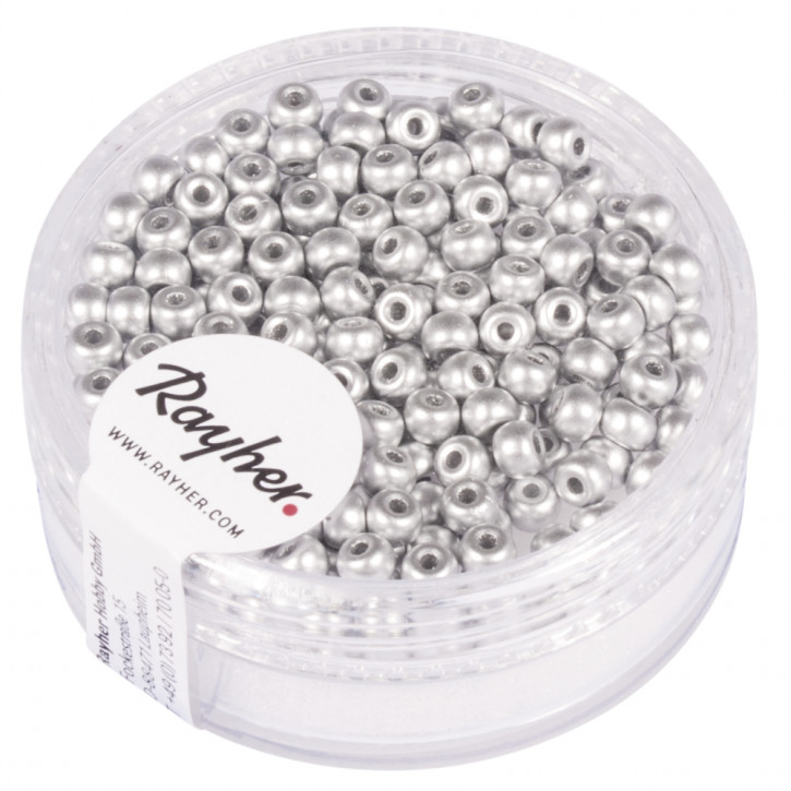 Rocailles, 3mm, Dose 200Stück, silber
