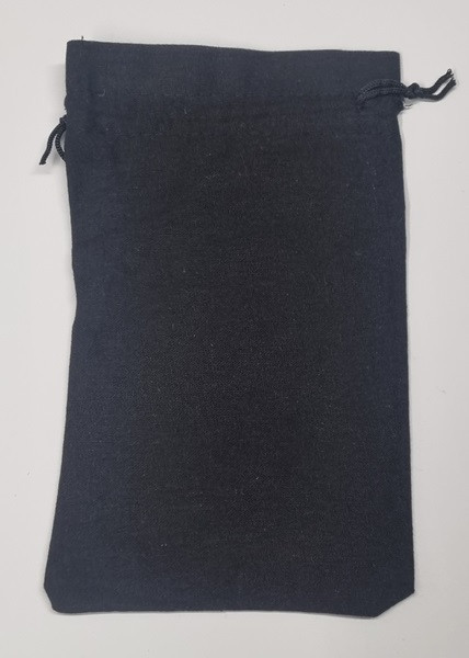 Textilbeutel, 12x20cm, schwarz, mit Zugband