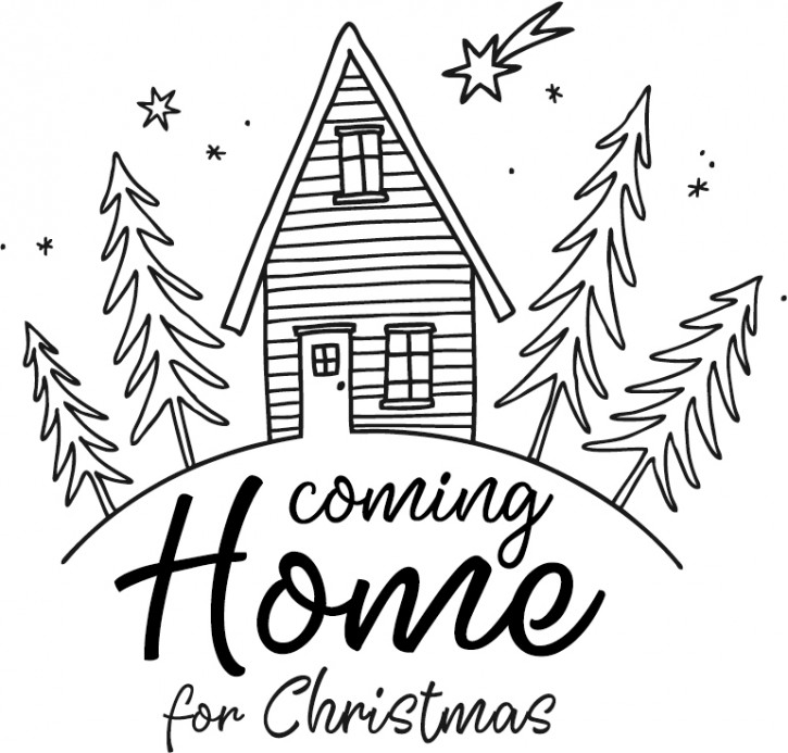 Stempel Coming Home for Christmas 7x7cm