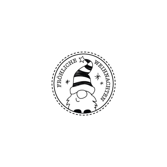 Stempel Wichtel, Fröhliche Weihnachten, 3cm ø