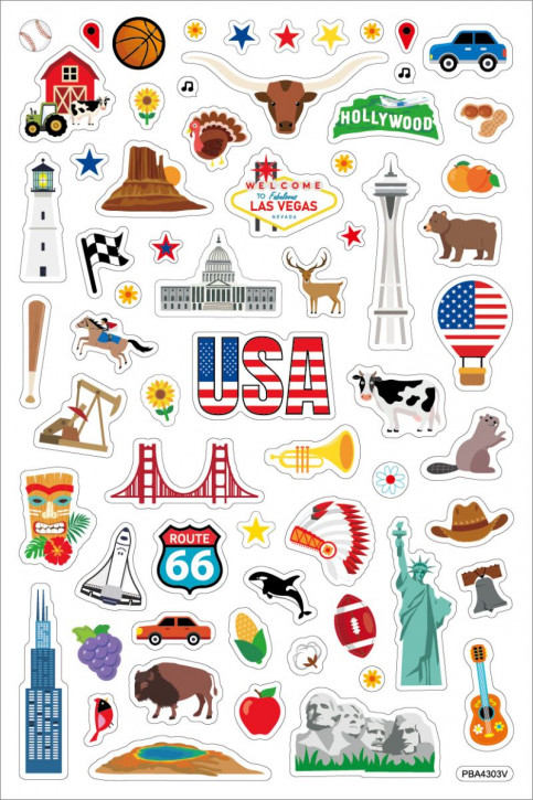 Sticker Länder USA, mit Landkarte