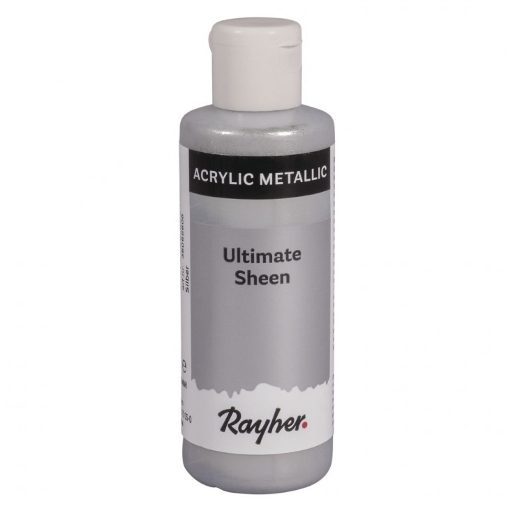 Ultimate Sheen Acrylfarbe, silber metallic, Flasche 80ml