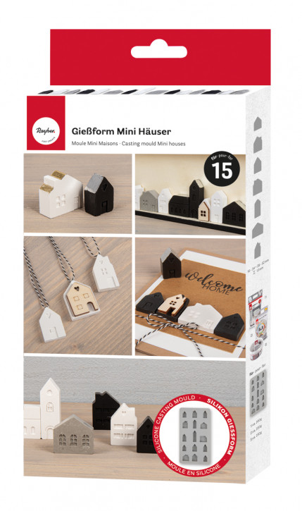 Silikon Gießform Mini Häuser 14,5x26x2cm, 15 Formen