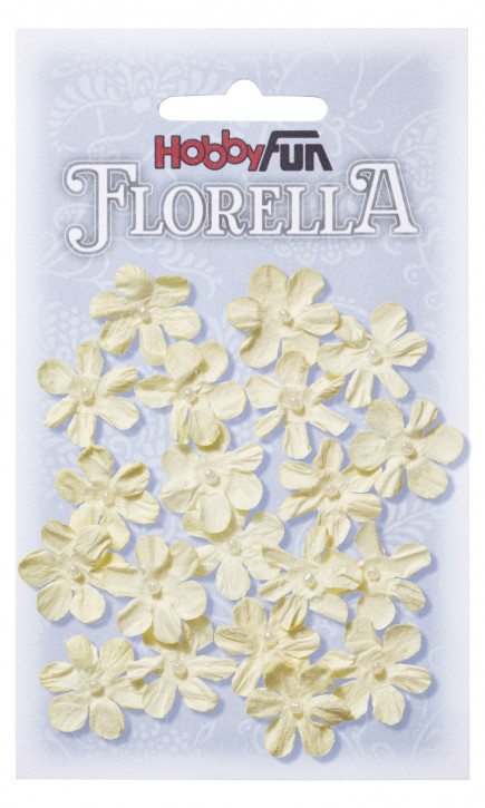 FLORELLA-Blüten aus Maulbeer-Papier, 2 cm, creme, Btl. à 20 St.