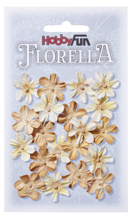 FLORELLA-Blüten aus Maulbeer-Papier, 2 cm, beige, Btl. à 20 St.