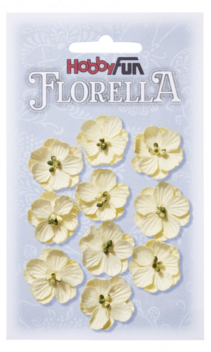 FLORELLA-Blüten aus Maulbeer-Papier, 2,5 cm, creme, Btl. à 10 St.
