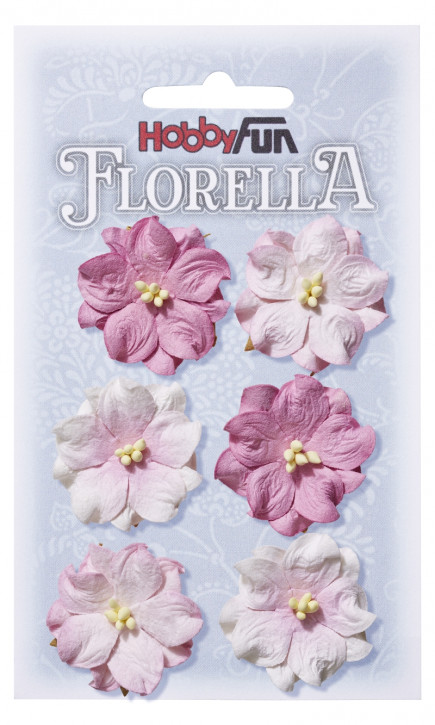 FLORELLA-Blüten aus Maulbeer-Papier, 3,5 cm, rose`, Btl. à 6 St.