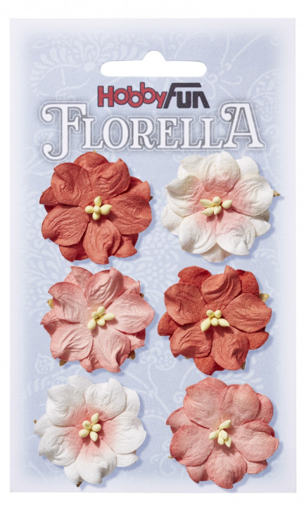 FLORELLA-Blüten aus Maulbeer-Papier, 3,5 cm, pfirsich, Btl. à 6 St.