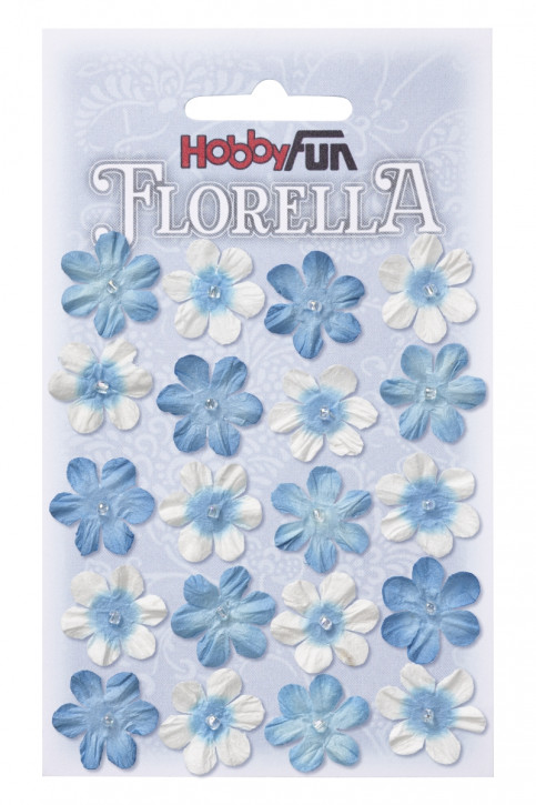 FLORELLA-Blüten aus Maulbeer-Papier, 2 cm, blau, Btl. à 20 St.