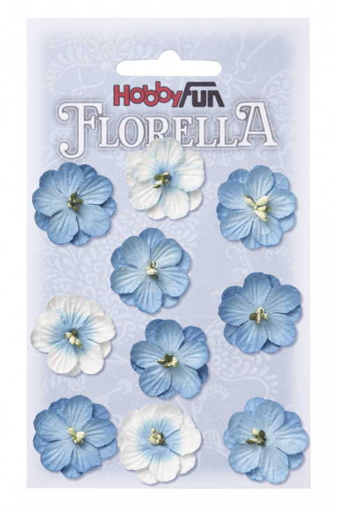 FLORELLA-Blüten aus Maulbeer-Papier, 2,5 cm, blau, Btl. à 10 St.