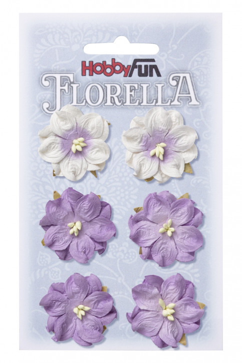 FLORELLA-Blüten aus Maulbeer-Papier, 3,5 cm, lavendel, Btl. à 6 St.