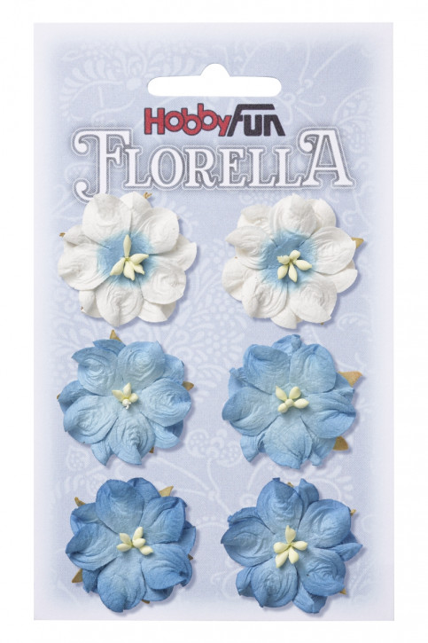 FLORELLA-Blüten aus Maulbeer-Papier, 3,5 cm, blau, Btl. à 6 St.