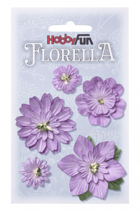 FLORELLA-Blüten aus Maulbeer-Papier 2 - 5 cm sort., lavendel, Btl. à 5 St.