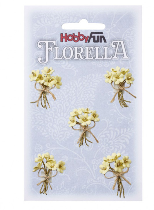 FLORELLA-Sträußchen, ca.3cm, Btl. a 5Stck. zartgelb