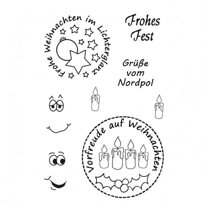 Clear Stamps Frohes Fest transparent 74x105mm 8 teilig