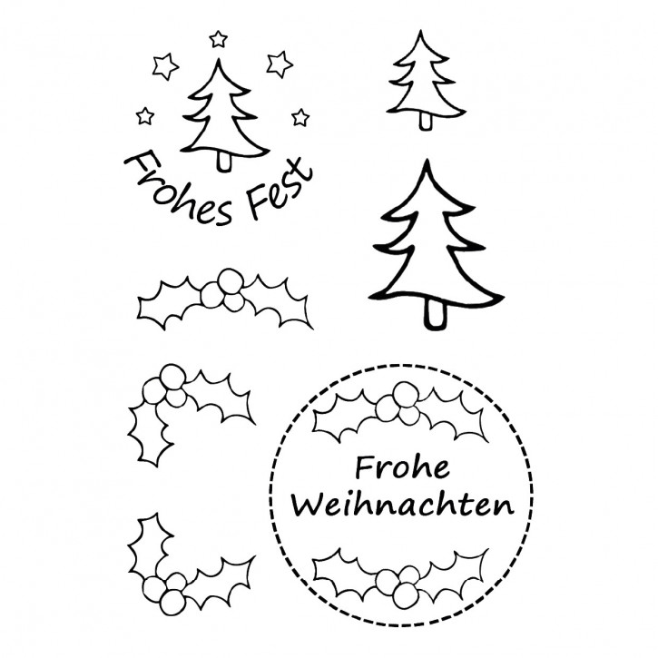Clear Stamps Frohes Fest 3 transparent 74x105mm 7 teilig