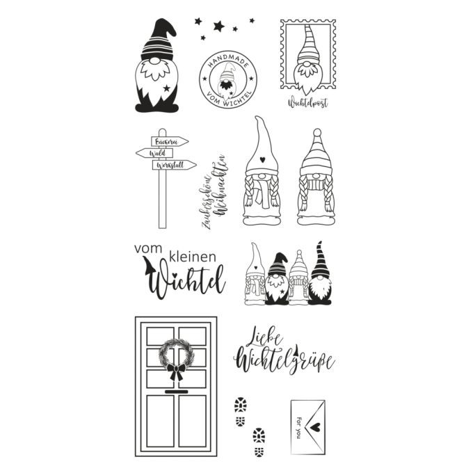 Clear Stamps - Wichtelpost Clear Stamps - Wichtelpost, 97x205mm, 14 Motive, SB-Btl. 1Bogen