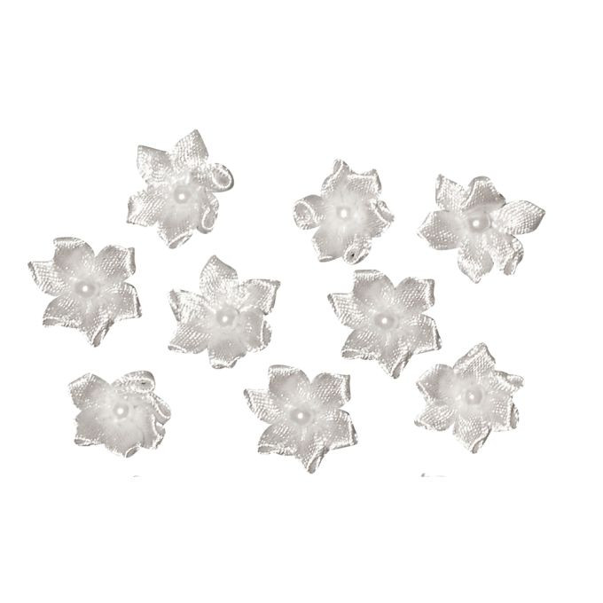 Blüte mit Perle, weiß 2cm, grün/weiß, SB-Btl 8Stück