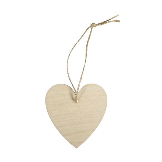 Holz Hänger Herz, FSC 100% 7x6,5x0,3cm, SB-Btl 6Stück, natur