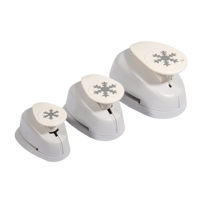 Motivstanzer Set: Schneeflocken 1,6cm+2,54cm+3,81cm, SB-Blister 3Stück