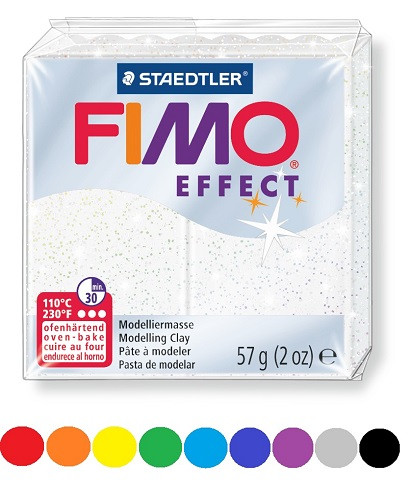 Fimo Effect Modelliermasse 8020-weiß-glitter