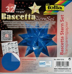 Bascetta Stern 15x15cm, 115g/m², blau Transparent, 32 Blatt