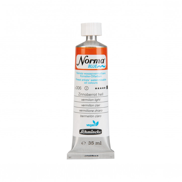 Schmincke, Norma Blue 35ml, Zinnoberrot hell, Feinste Wasservermalbare Ölfarbe