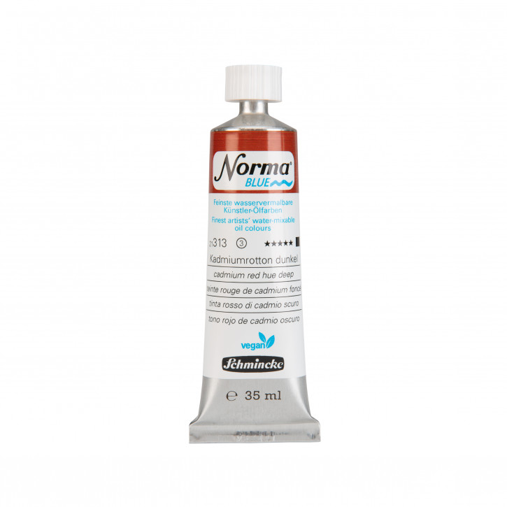 Schmincke, Norma Blue 35ml, Kadmiumrotton dunkel, Feinste Wasservermalbare Ölfarbe