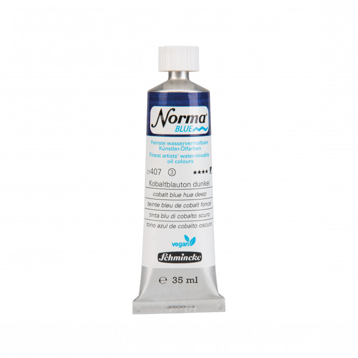 Schmincke, Norma Blue 35ml, Kobaltblauton dunkel, Feinste Wasservermalbare Ölfarbe
