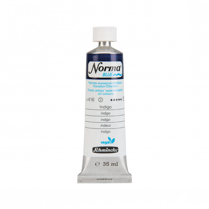 Schmincke, Norma Blue 35ml, Indigo, Feinste Wasservermalbare Ölfarbe