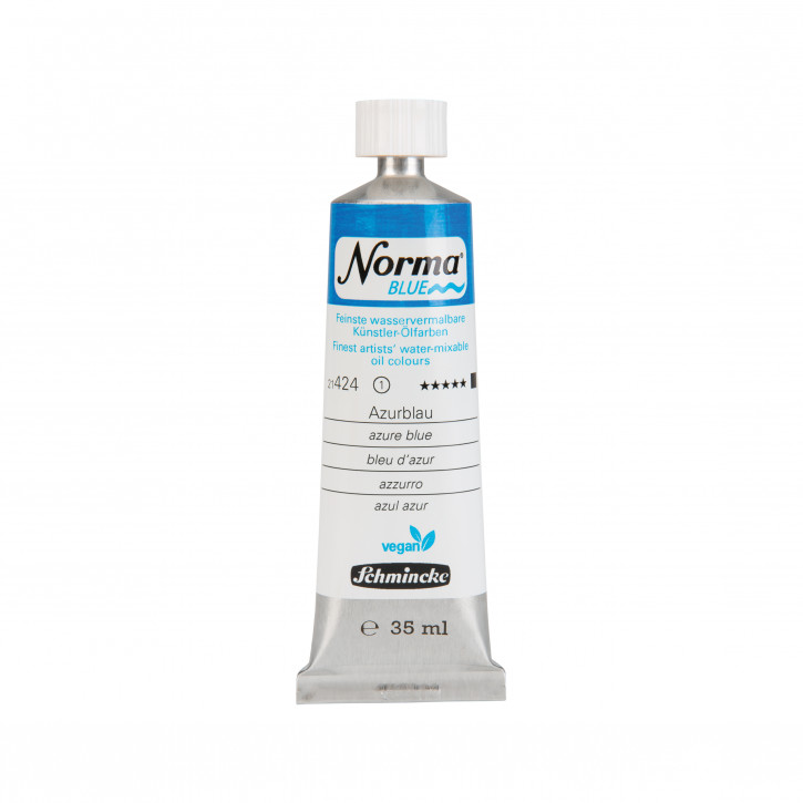Schmincke, Norma Blue 35ml, Azurblau, Feinste Wasservermalbare Ölfarbe