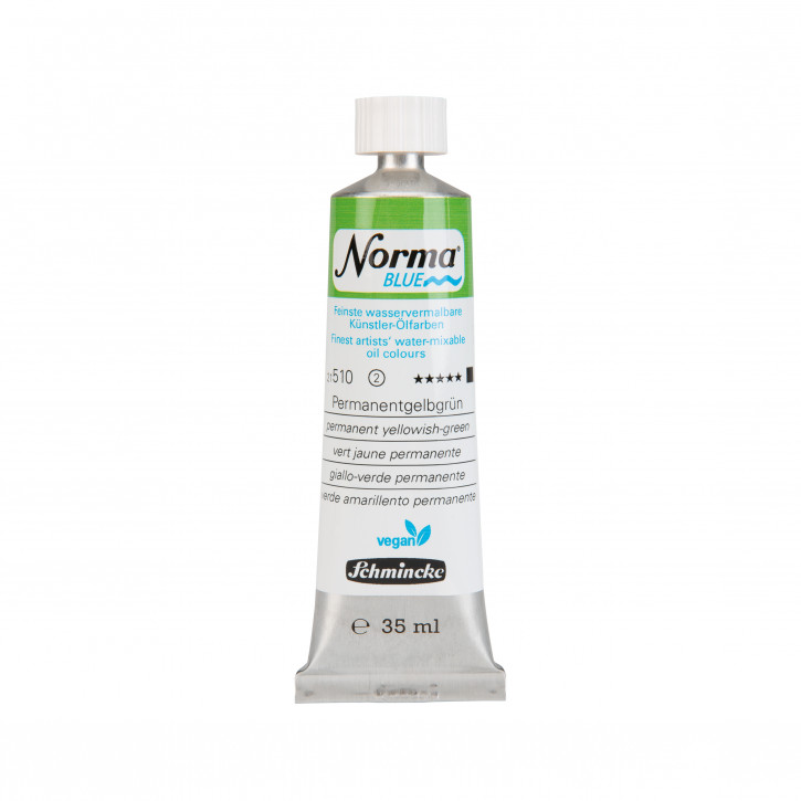 Schmincke, Norma Blue 35ml, Permanentgelbgrün, Feinste Wasservermalbare Ölfarbe