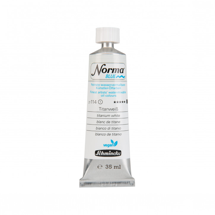 Schmincke, Norma Blue 35ml, Titanweiß Feinste Wasservermalbare Ölfarbe