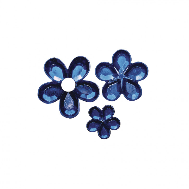 Acryl- Strassblüten Blau 5,8,10 mm, SB-Btl 310 Stück
