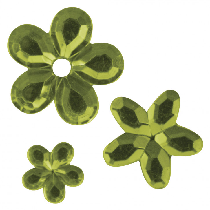 Acryl- Strassblüten Grün 5,8,10 mm, SB-Btl 310 Stück