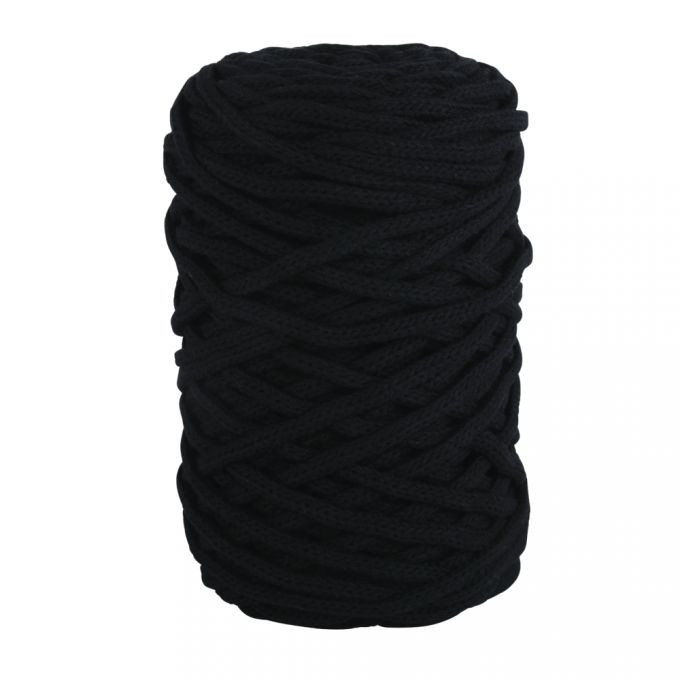 Braidy Recycling Garn, geflochten, 4mm ø, weiß (250g Knäuel), Knäuel 65m-schwarz