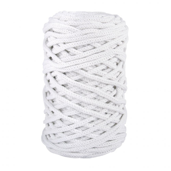 Braidy Recycling Garn, geflochten, 4mm ø, weiß (250g Knäuel), Knäuel 65m-weiß