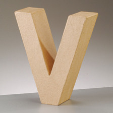 Buchstabe V aus Pappmaché , H 10 x B 8,7 x T 3 cm