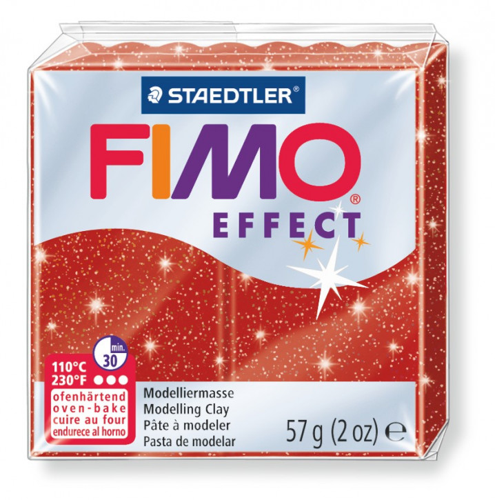 Fimo Effect Modelliermasse 8020-rot-glitter