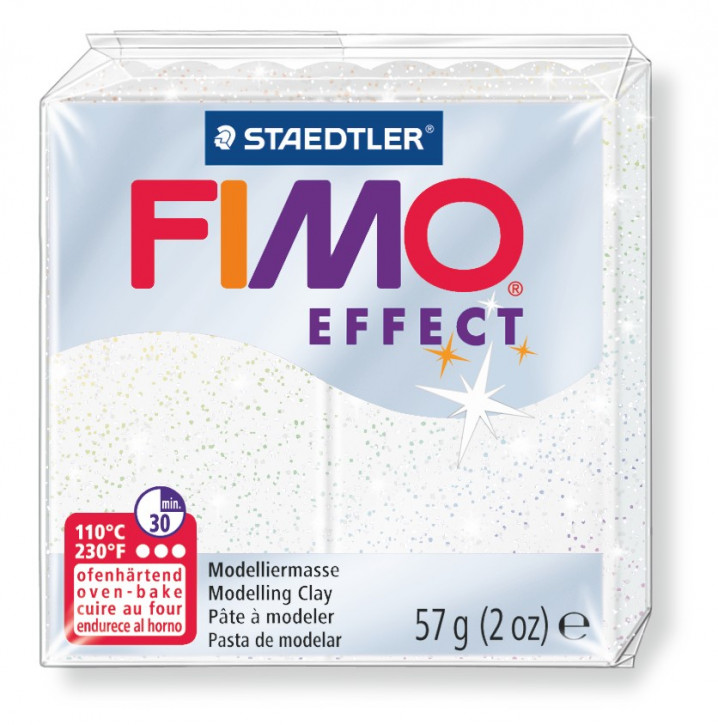 Fimo Effect Modelliermasse 8020-weiß-glitter