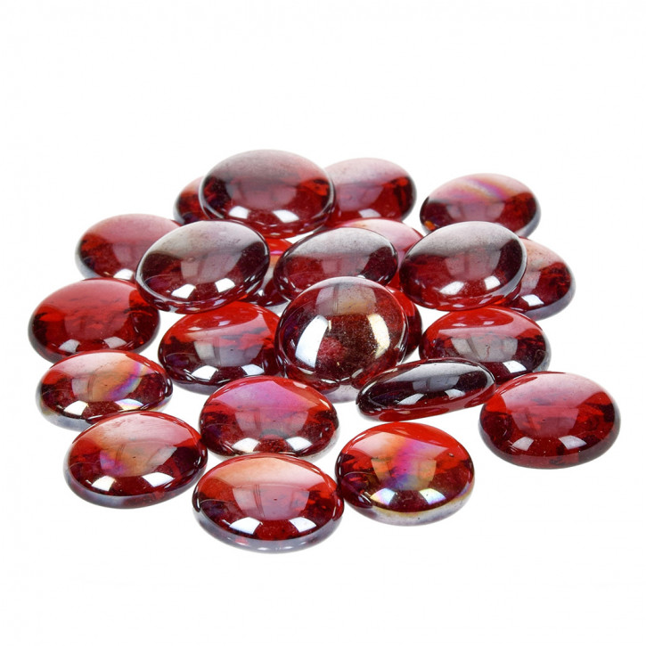 Glas-Nuggets, irisierend, rot, 18-20mm, 100g