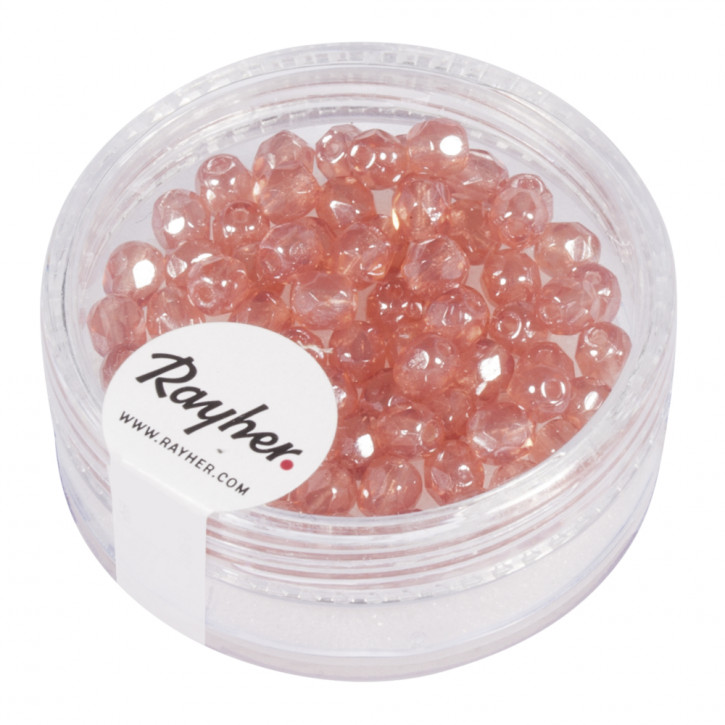 Glas Schliffperle, 4mm ø, 258-rosa