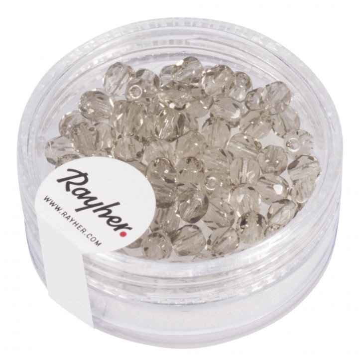 Glas Schliffperle, 4mm ø, 509-taupe