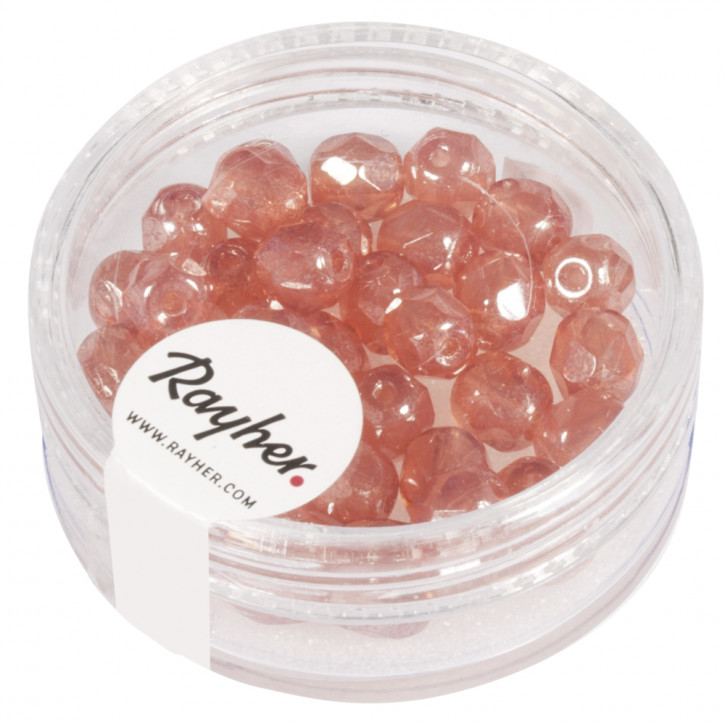Glas Schliffperle, 6mm ø, 258-rosa